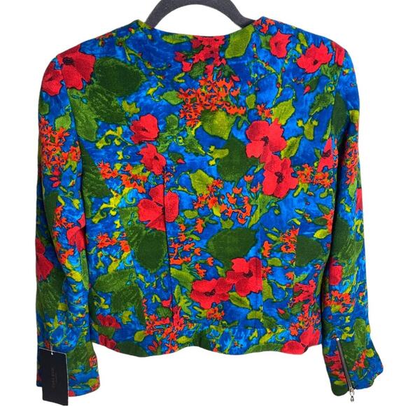 NWT ZARA JACKET BLAZER FLORAL BLACK LABEL TROPICAL VIBRANT PREPPY OFFICE CASUAL - Picture 3 of 14